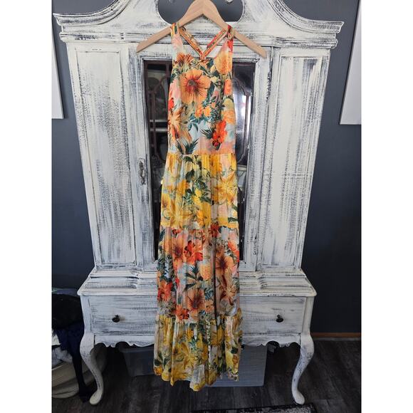 NWT Pilcro Halter Tiered Floral Maxi Dress - XXS - Picture 4 of 4
